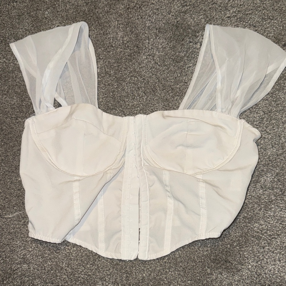 SHEIN White Sheer Sleeve Blouse